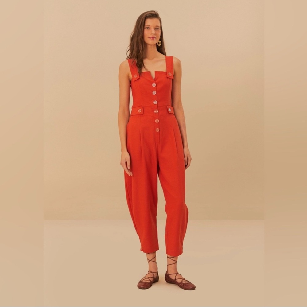 NWT! FARM RIO dungarees Jumpsuit overall w cute button details